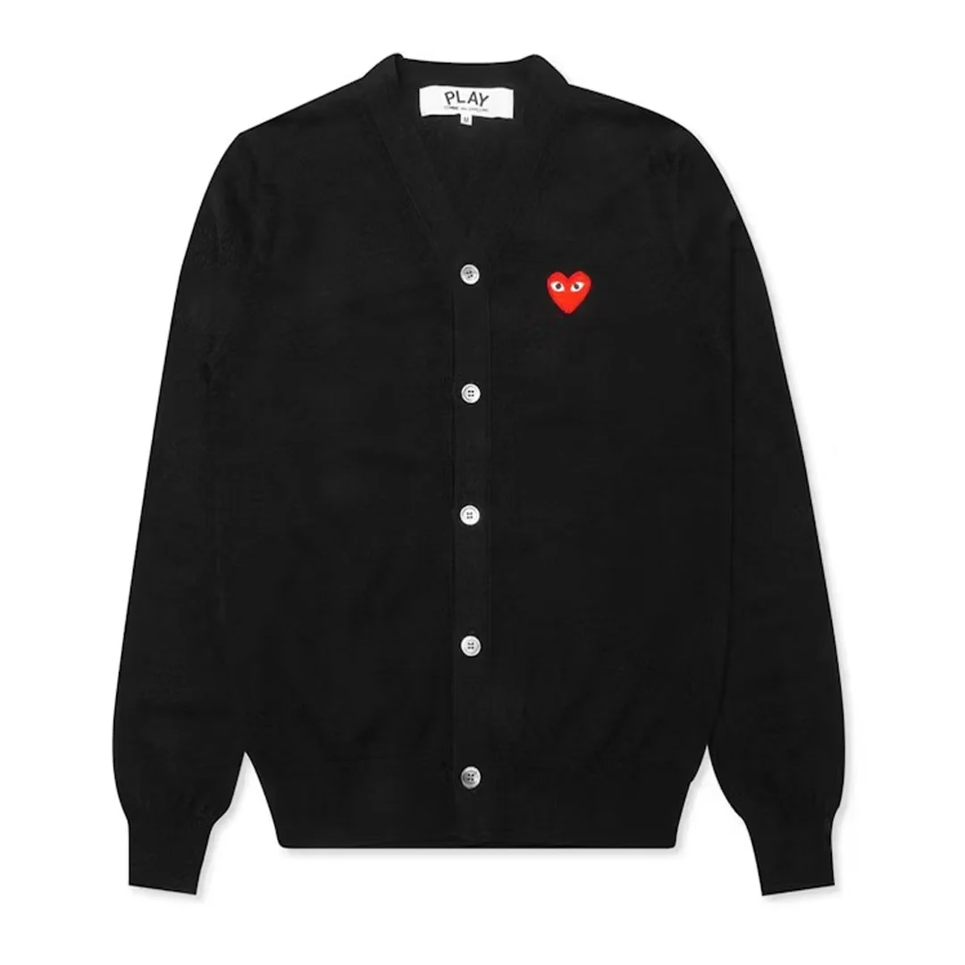 Comme des Garcons PLAY Play Red Heart Knit Cardigan Sweater Front Comme des Garcons PLAY Play Red Heart Knit Cardigan Sweater Front