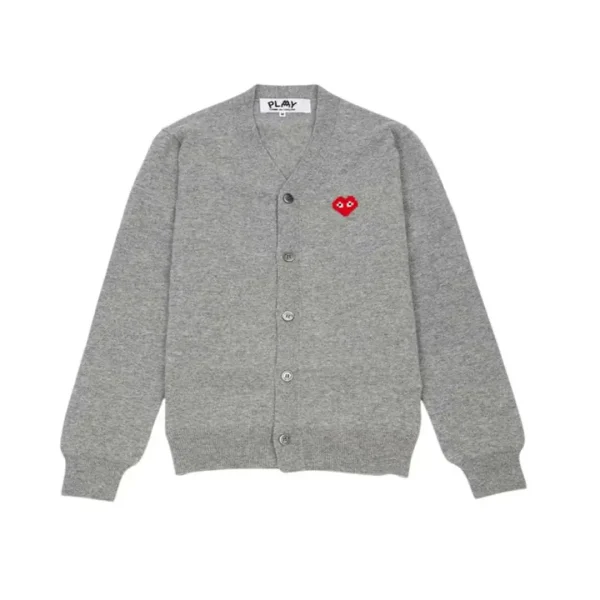 Comme des Garcons x Invader Pixelwappen Cardigan Light Grey Front