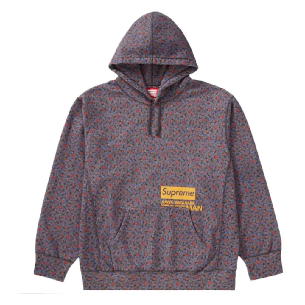 Supreme JUNYA WATANABE CDG MAN Hooded Sweatshirt Black Flowers Front