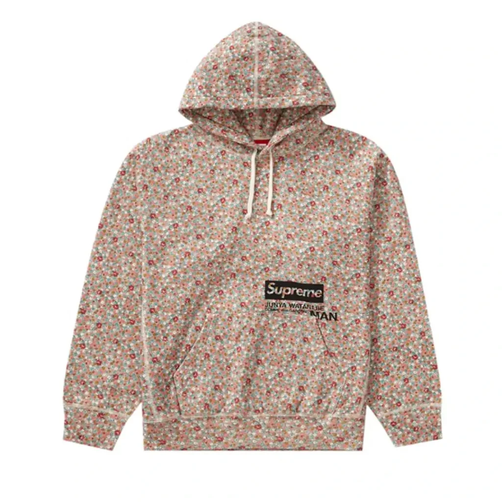 Supreme JUNYA WATANABE CDG MAN Hooded Sweatshirt Pink Flowers Front