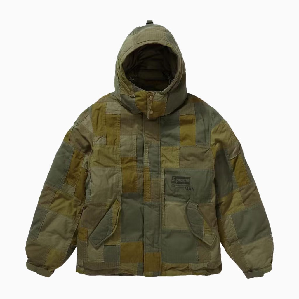 Supreme JUNYA WATANABE CDG MAN Patchwork Puffy Jacket Olives Front