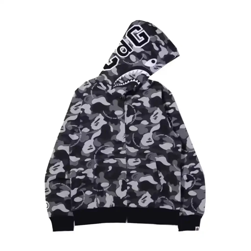 BAPE x Comme des Garcons Osaka Shark Full Zip Hoodie Black Front