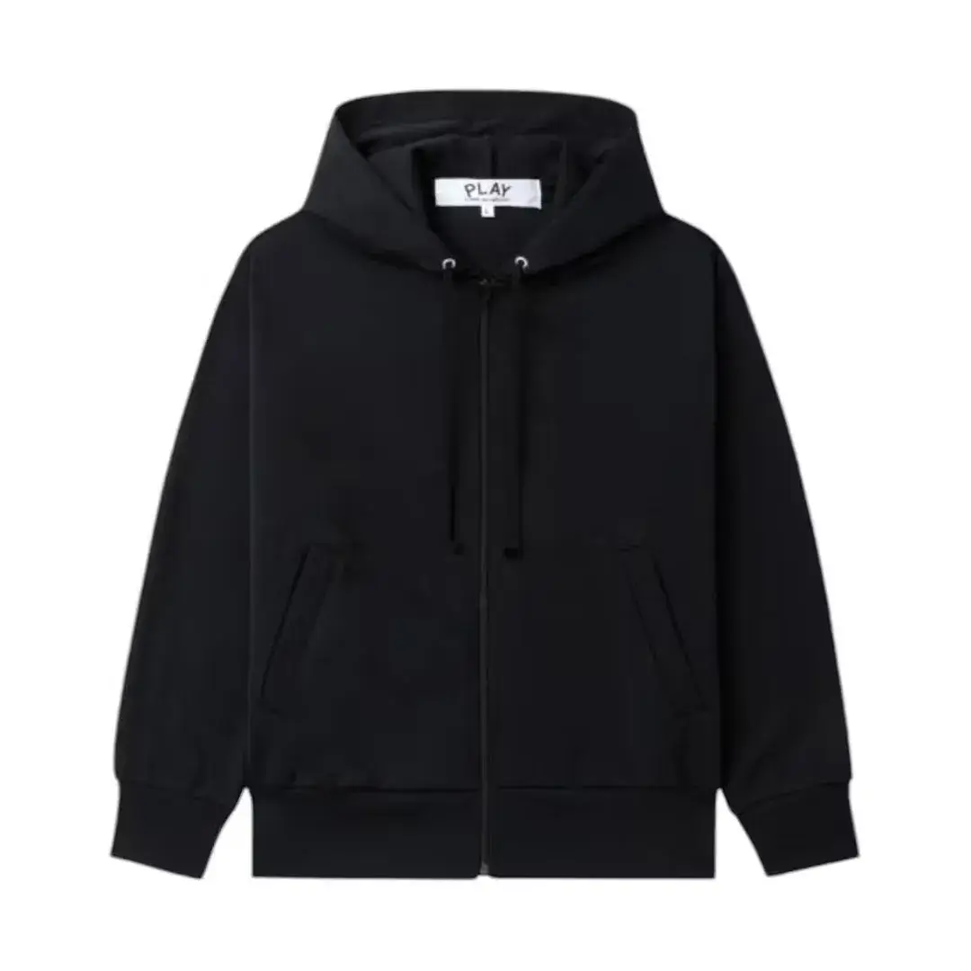 Comme des Garcons PLAY Heart Emblem Zip-Up Hoodie Black Front Comme des Garcons PLAY Heart Emblem Zip-Up Hoodie Black Front