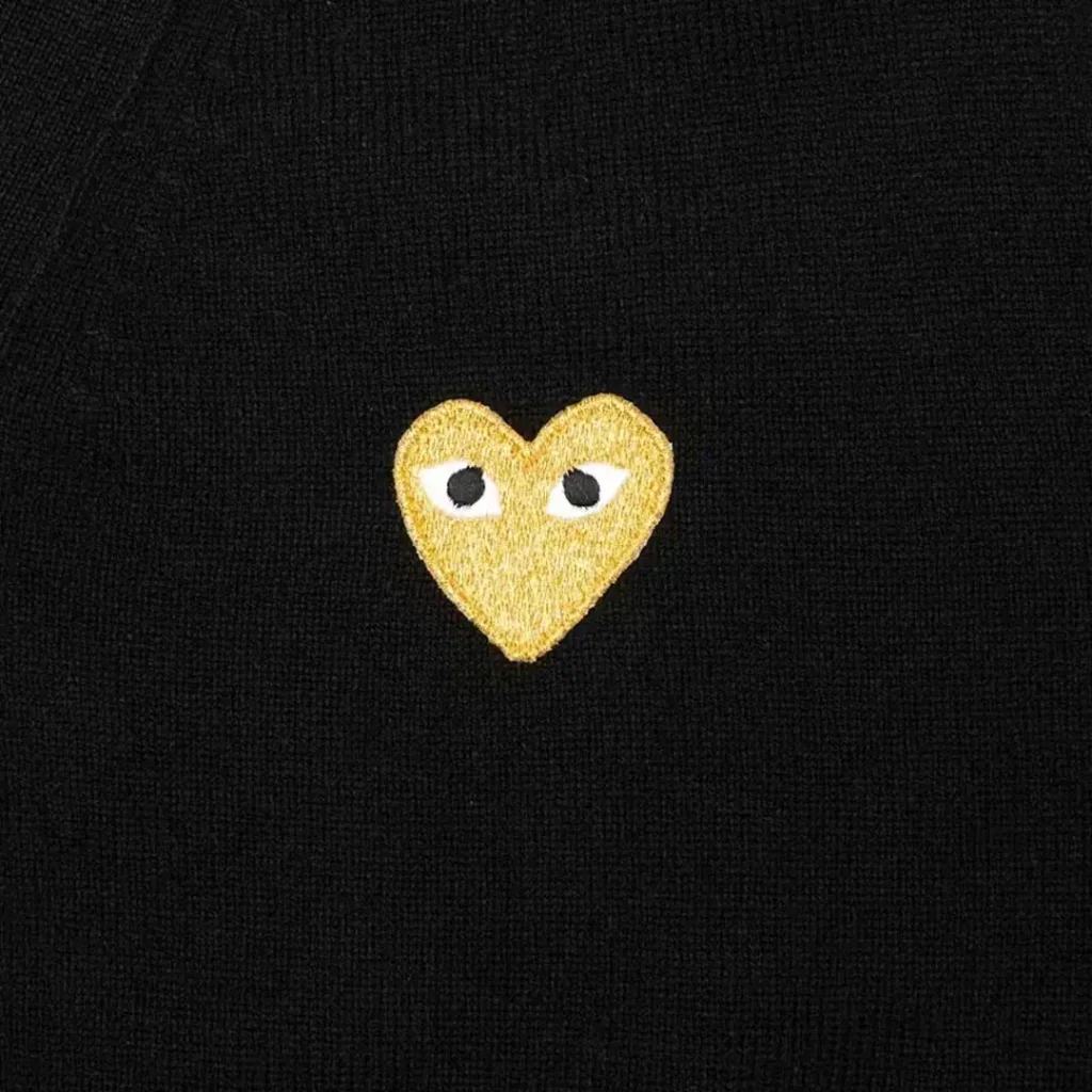 Comme des Garcons PLAY Play Gold Heart Knit Cardigan Sweater Black Back