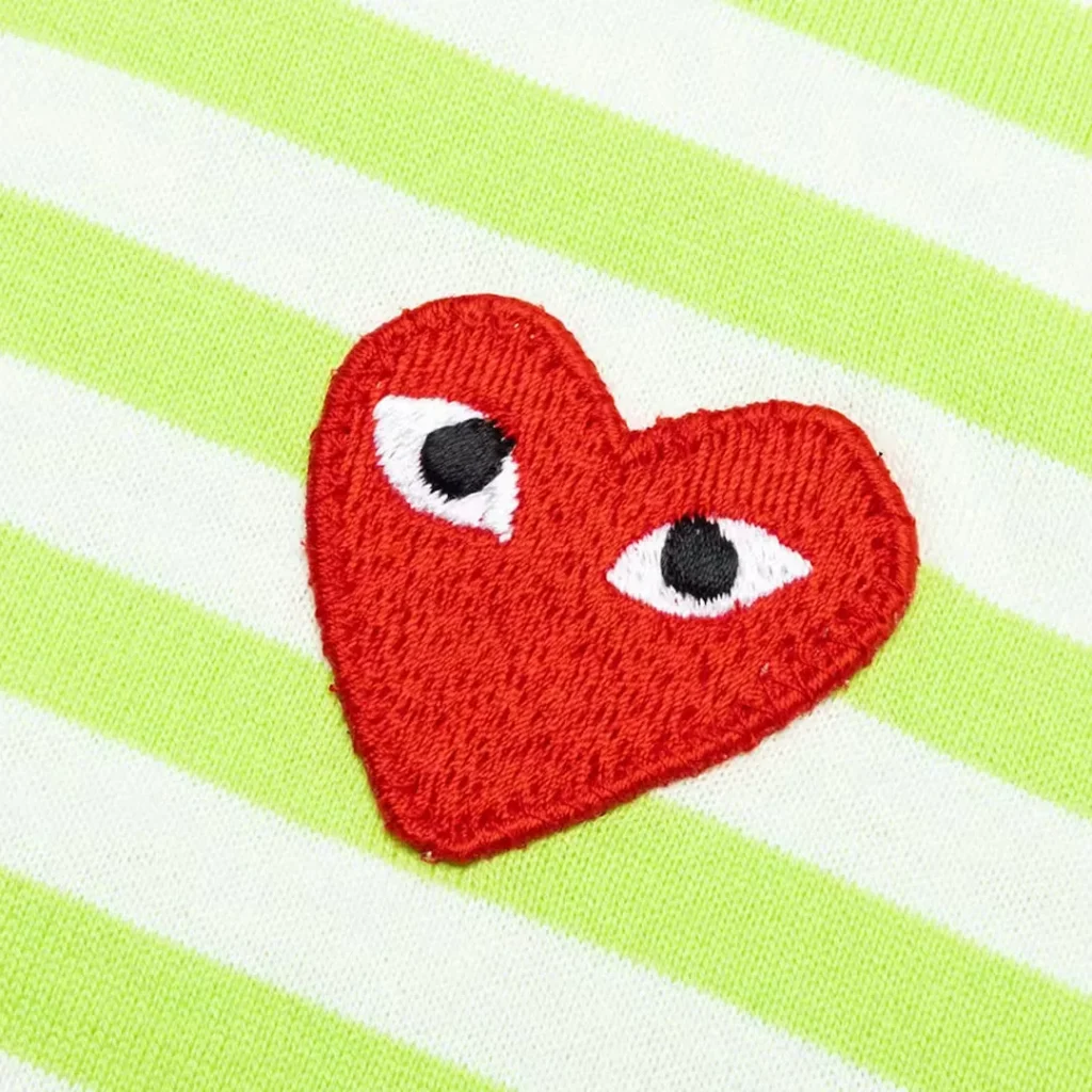 Comme des Garcons PLAY Play Pastelle Striped LS T-shirt Green White Back