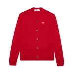 Comme des Garcons PLAY Play Red Heart Knit Cardigan Sweater Red Front