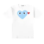 Comme des Garcons PLAY Red Heart Colour Heart Tee White Light Blue Red Front
